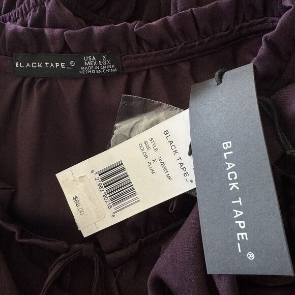 Black Tape SZ X A-Line Dress 3/4 Balloon Sleeves Ruffled Keyhole Neck Purple New - Picture 7 of 9